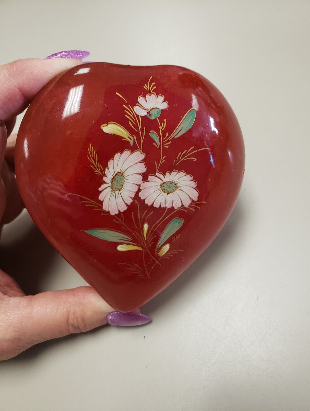 Red Alabaster Heart Trinket Box